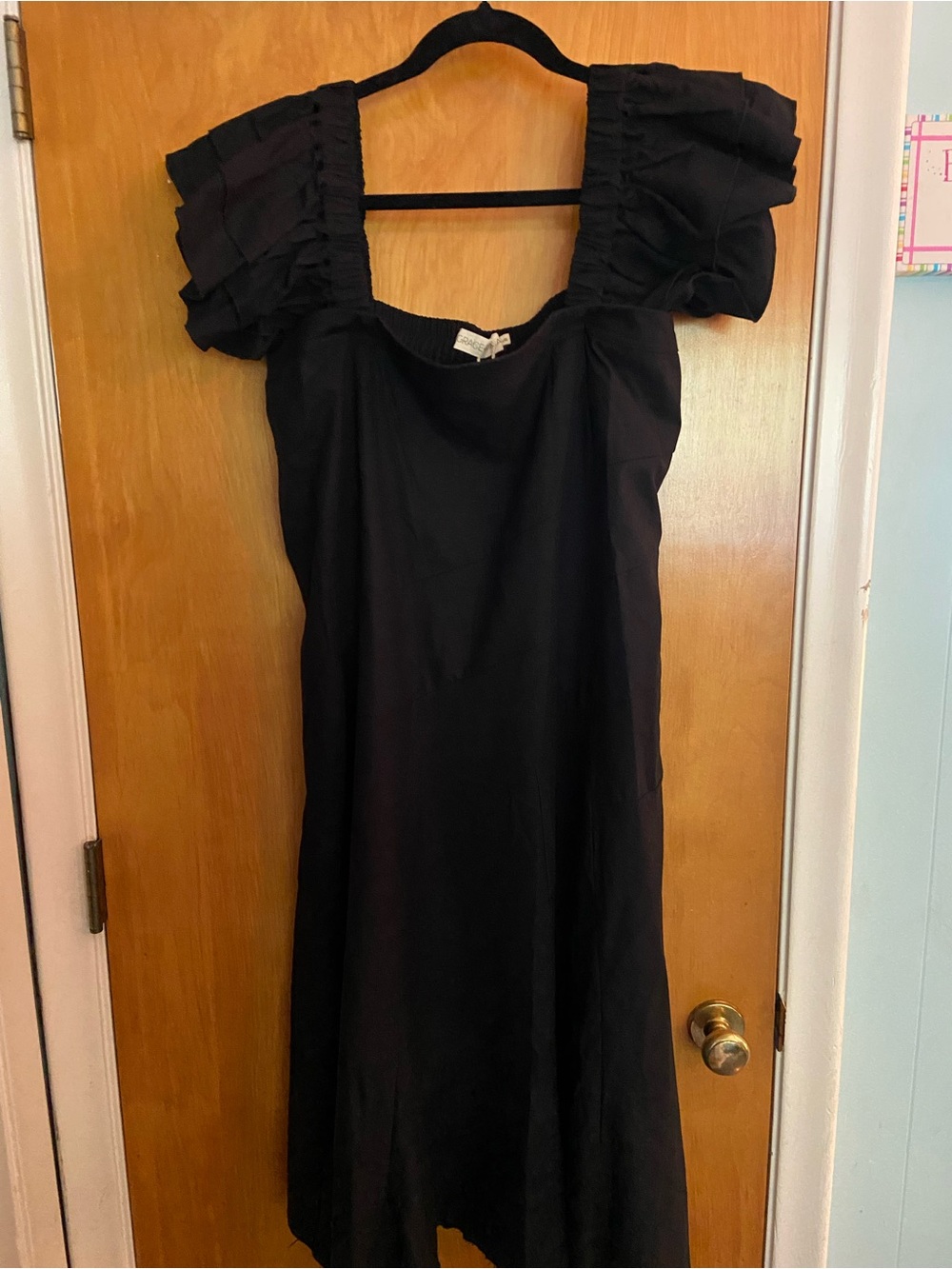 🖤👗🖤BOUTIQUE GRACE+EMMA Black Dress w/Flutter Detachable Sleeves SZ L/XL